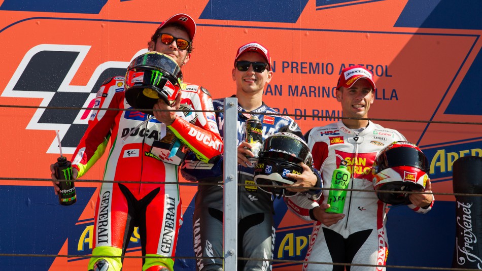 Rossi, Lorenzo, Bautista, Ducati Team, Yamaha Factory Racing, San Carlo Honda Gresini, Misano RAC