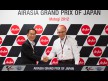 Mobilityland Corp President Hiroshi Soda, Dorna Sports CEO Carmelo Ezpeleta, Motegi