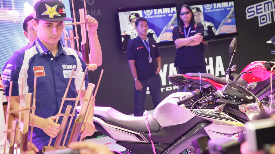 Jorge Lorenzo at the Yamaha V-Ixion launch in Indonesia