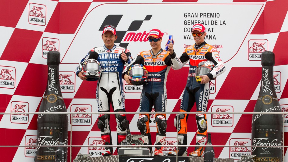 Nakasuga, Pedrosa, Stoner, Yamaha Factory Racing, Repsol Honda Team, Valencia RAC