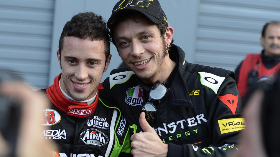 Andrea Dovizioso and Valentino Rossi, 2012 Monza Rally Show