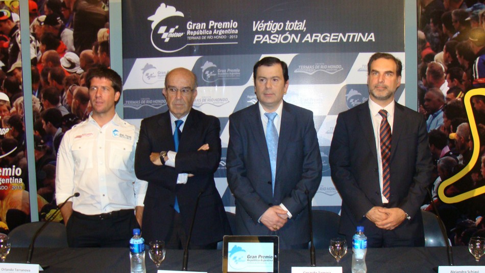 OSD Group Orly Terranova, Dorna Sports CEO Carmelo Ezpeleta, Santiago del Estero Gov. Gerard Zamora