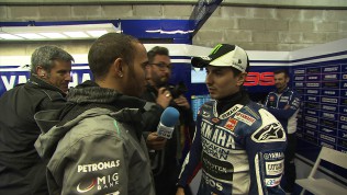 Lewis Hamilton catches up with Rossi and Lorenzo at Le Mans