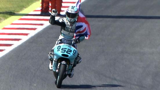 Leopard Racing�??s Danny Kent won the Catalan GP in a thrilling finish that saw him beat rival Enea Bastianini by 0.035s.