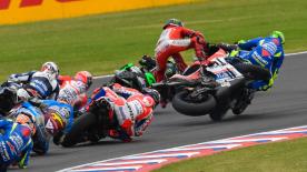 A detailed look at the cause and effect of the noteworthy crashes of the #ArgentinaGP.