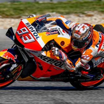 Marquez 2.1 clear on a drying track in FP4