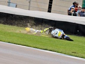 Rossi crashes during  the race at Indianapolis