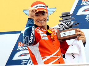 Nicky Hayden on the podium at Red Bull Indianapolis Grand Prix