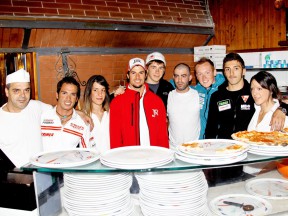 MotoGP riders learn to make a pizza at the preevent in Mugello