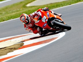 Nicky Hayden in action at Silverstone