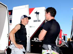 Nicky Hayden and Aleix Espargaró at the Aragon Motorland Test