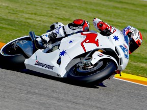 Casey Stoner in action at Valencia test