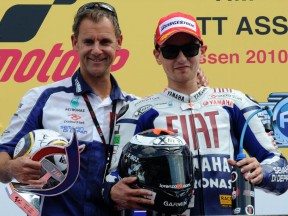 Wilco Zeelenberg and Jorge Lorenzo together on the podium