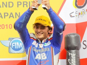 Karel Abraham on the podium at Motegi
