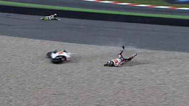 Catalunya 2011 - MotoGP - Race - Aoyama and De Puniet - Crash