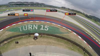 Contrast and compare the riders through turn 15