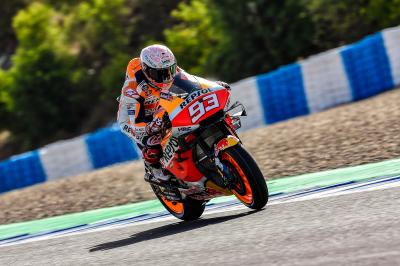 Márquez, mejor crono y primera caída en el estreno en Jerez