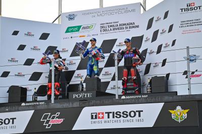 El podio de MotoE™ alucina con una clasificación tan reñida