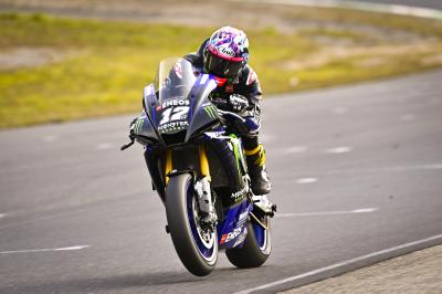 Training hard: Viñales rides his Yamaha R1 in France 