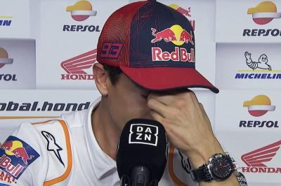 Márquez, lágrimas de héroe: 'Entré al box y me derrumbé'