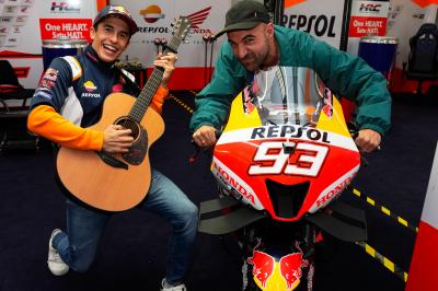 M. Marquez serenaded by very special visitor in HRC boxes
